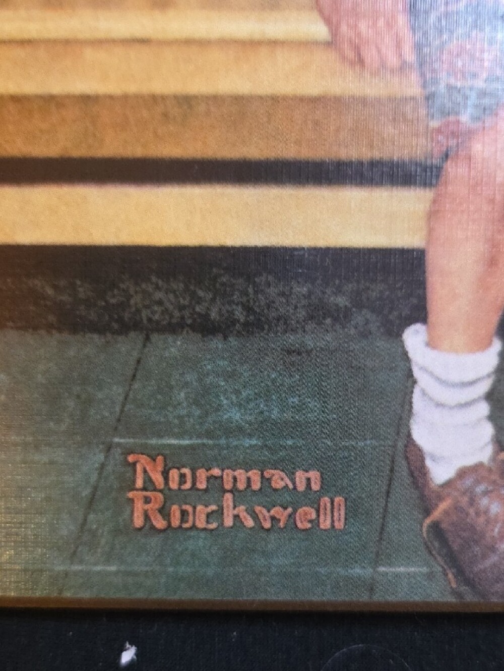 Norman Rockwell Girl on Bench Print - Plaid Skirt, White Shirt - Picture 5 of 7